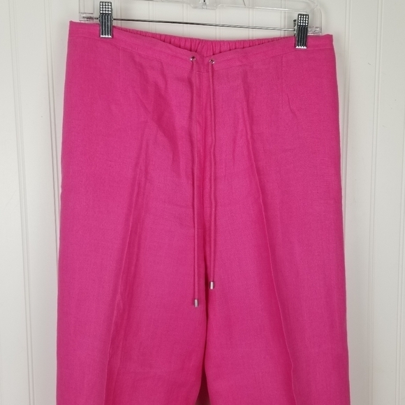 Real Clothes Irish Linen Pull On Pants Womens Size 6 Pink Pockets Drawstring - Picture 5 of 8